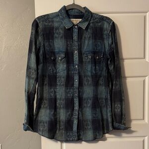 Ryan Michael Plaid Denim Shirt - sz Large